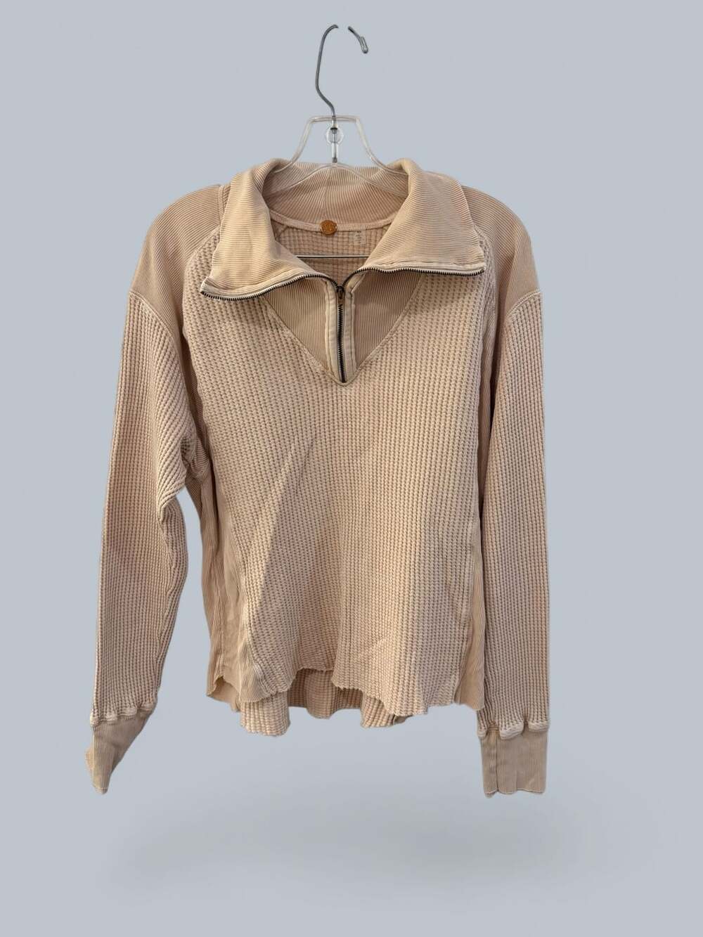 Free People FP One Ashton Zip Thermal Long Sleeve Ribbed Top M - Picture 3 of 10